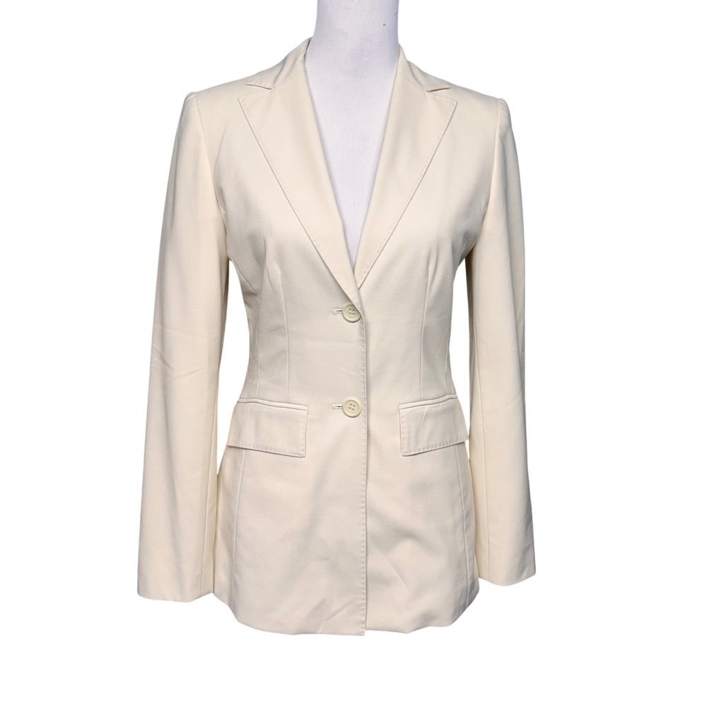Sandra Angelozzi Blazer Women 30 Cream Wool Tailored Career Professional Classic